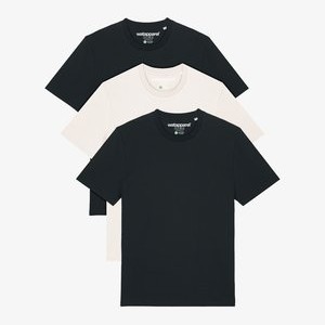 3ER MULTIPACK - Basic T-shirt - black off white 3ER MULTIPACK - Basic T-shirt - black off white