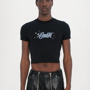 CROPPED TEE - Print T-shirt - black CROPPED TEE - Print T-shirt - black