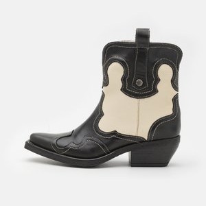WAYNOA - Cowboy/biker ankle boot - black/bone WAYNOA - Cowboy/biker ankle boot - black/bone