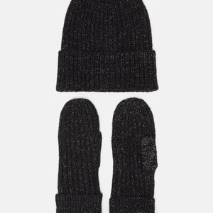 ONLTHRINA SET - Beanie - black/silver glitter ONLTHRINA SET - Beanie - black/silver glitter