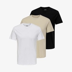 3 PACK - Basic T-shirt - weiß schwarz beige 3 PACK - Basic T-shirt - weiß schwarz beige