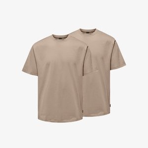 2ER PACK FRED - Basic T-shirt - desert taupe