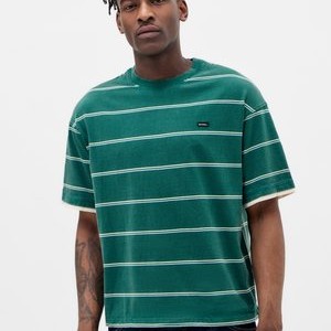 DOUBLE LAYER STRIPED TEE UNISEX - Print T-shirt - green DOUBLE LAYER STRIPED TEE UNISEX - Print T-shirt - green
