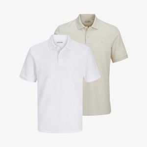 2ER PACK - Polo shirt - weiß   beige 2ER PACK - Polo shirt - weiß   beige