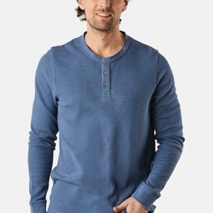 HENLEY - Long sleeved top - denim blue HENLEY - Long sleeved top - denim blue