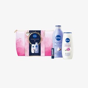 WEGBEGLEITER GESCHENKSET OIL PFLEGEDUSCHE + SOFT MILK + LABELLO + KULTURBEUTEL - Shower gel WEGBEGLEITER GESCHENKSET OIL PFLEGEDUSCHE + SOFT MILK + LABELLO + KULTURBEUTEL - Shower gel