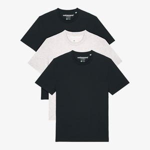 3ER MULTIPACK - Basic T-shirt - black cool heather grey 3ER MULTIPACK - Basic T-shirt - black cool heather grey