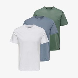 3 PACK - Basic T-shirt - weiß grün blau 3 PACK - Basic T-shirt - weiß grün blau
