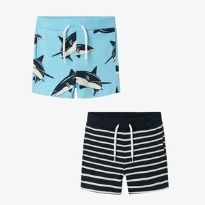 2ER-SET ELASTISCHER BUND KORDELZUG - Tracksuit bottoms - dunkelblau hellblau