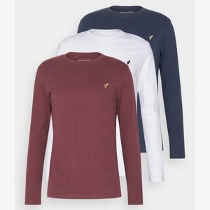 3 PACK - Long sleeved top - white/dark blue/bordeaux 3 PACK - Long sleeved top - white/dark blue/bordeaux