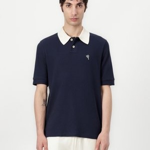 WAFFLE - Polo shirt - dark navy/ecru WAFFLE - Polo shirt - dark navy/ecru