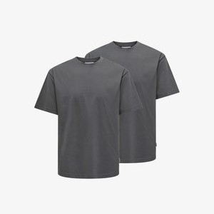 2ER PACK FRED - Basic T-shirt - grey pinstripe 2ER PACK FRED - Basic T-shirt - grey pinstripe