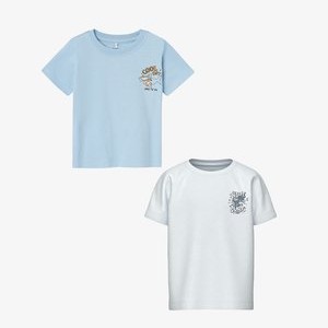 2ER SET  - Print T-shirt - weiß-blau