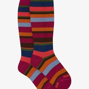 LONG WITH MULTICOLOURED STRIPES - Knee high socks - magenta prussia LONG WITH MULTICOLOURED STRIPES - Knee high socks - magenta prussia
