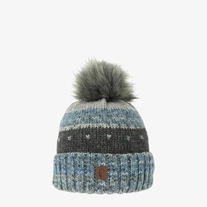 GESTREIFT MIT BOMMEL - Beanie - blau GESTREIFT MIT BOMMEL - Beanie - blau