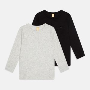 2 PACK - Long sleeved top - black/mottled grey 2 PACK - Long sleeved top - black/mottled grey