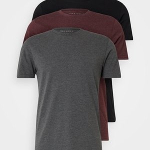 3 PACK - Basic T-shirt - black/dark grey/bordeaux 3 PACK - Basic T-shirt - black/dark grey/bordeaux
