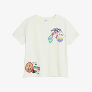 WITH EMBROIDERED PATCHES - Print T-shirt - beige WITH EMBROIDERED PATCHES - Print T-shirt - beige