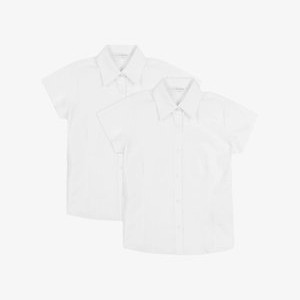 2PK CAP SLEEVE EASY IRON SCHOOL - Button-down blouse - white