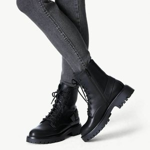 Platform ankle boots - black