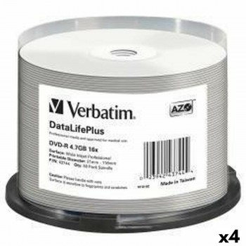 DVD-R Verbatim DATALIFE PLUS 4,7 GB 16x 50 Предметы (4 штук)