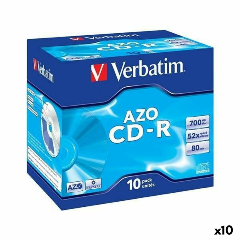 CD-R Verbatim AZO 700 MB 52x 10 Предметы (10 штук)