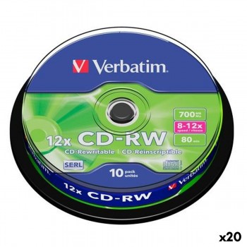 CD-RW Verbatim 700 MB 12x 10 Предметы (20 штук)